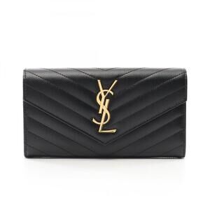 SAINT LAURENT Black Monogram Leather Wallet